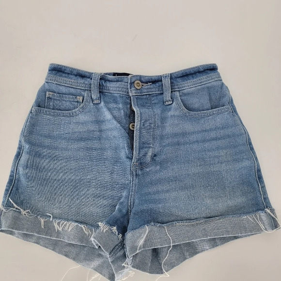 Hollister Pants - Hollister ultra high rise 3" momshorts vintage stretch shorts distressed hem 25